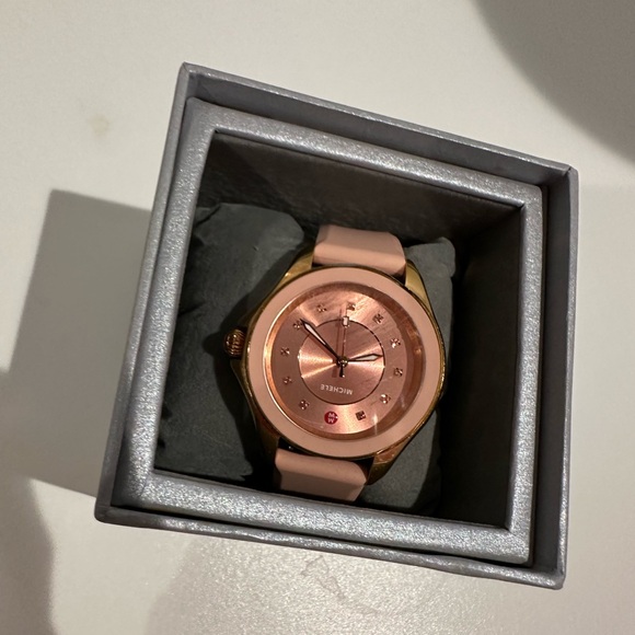 Pink rose gold michele watch main image 4